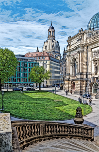 Dresdner Frauenkirche von der Brühlschen Terrasse aus